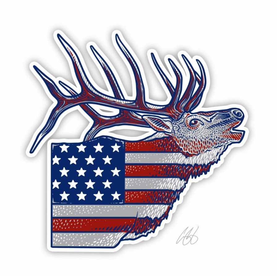 Accessories * | Casey Underwood Usa Elk Decal Sticker Eds Fly Shop Lower Prices