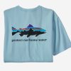 Apparel * | Patagonia Men'S Home Water Trout Organic T-Shirt Fin Blue New