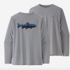 Apparel * | Patagonia Men'S Long-Sleeved Capilene Cool Daily Fish Graphic Shirt Fitz Roy Trout: Salt Grey Hot Sell