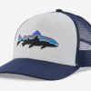 Apparel * | Patagonia Fitz Roy Trout Trucker Hat White W/New Navy Crazy Deals